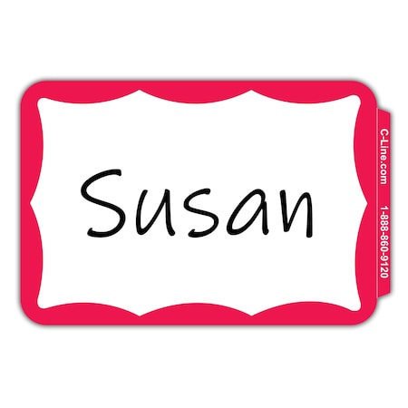 C-Line Products Pressure Sensitive Badges, Border, Red, 3 12 x 2 14, 100BX Set of 10 BX, 1000PK 92264-CT